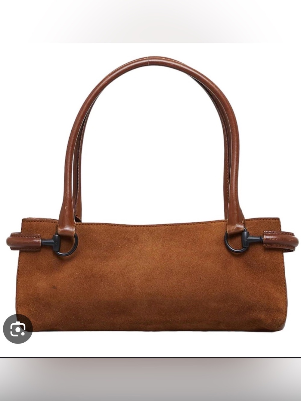 Gucci Brown Suede Shoulder Bag with Leather Handles